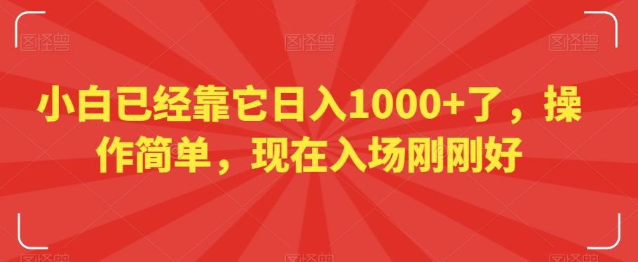 小白已经靠它日入1000+了，操作简单，现在入场刚刚好【揭秘】-91创业项目库