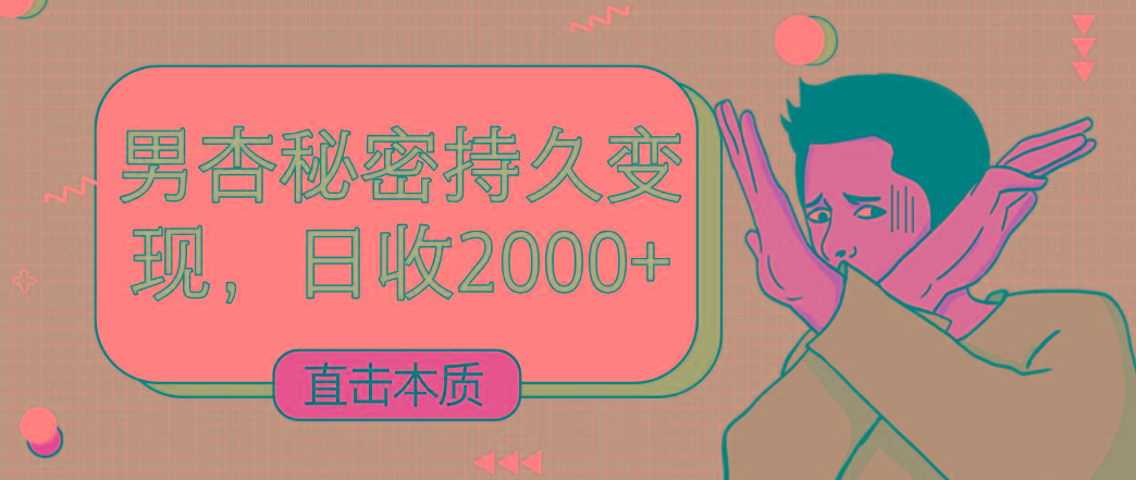 直击本质，男杏秘密持久变现，日收2000+-91创业项目库
