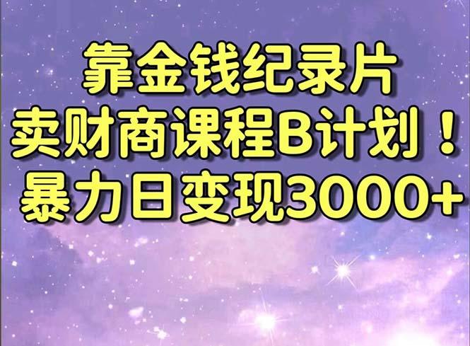 靠金钱纪录片卖财商课程B计划！暴力日变现3000+，喂饭式干货教程！-91创业项目库
