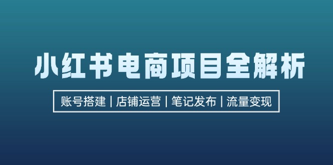 小红书电商项目全解析，包括账号搭建、店铺运营、笔记发布  实现流量变现-91创业项目库