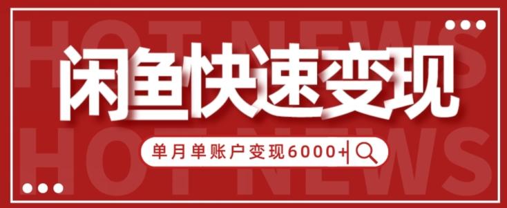 【新手项目】小白快速在闲鱼单月单账号变现6000+的秘密-91创业项目库