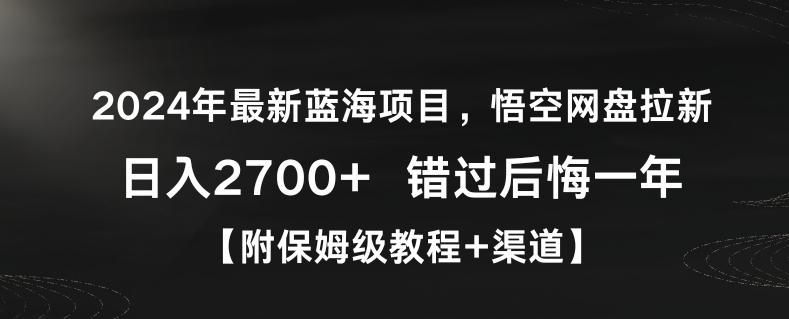 2024年最新蓝海项目，悟空网盘拉新，日入2700+错过后悔一年【附保姆级教程+渠道】【揭秘】-91创业项目库