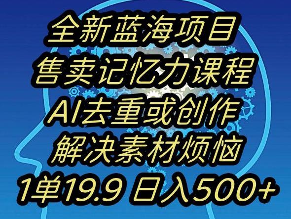 蓝海项目记忆力提升，AI去重，一单19.9日入500+【揭秘】-91创业项目库