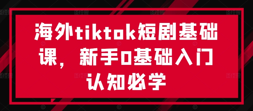 海外tiktok短剧基础课，新手0基础入门认知必学-91创业项目库
