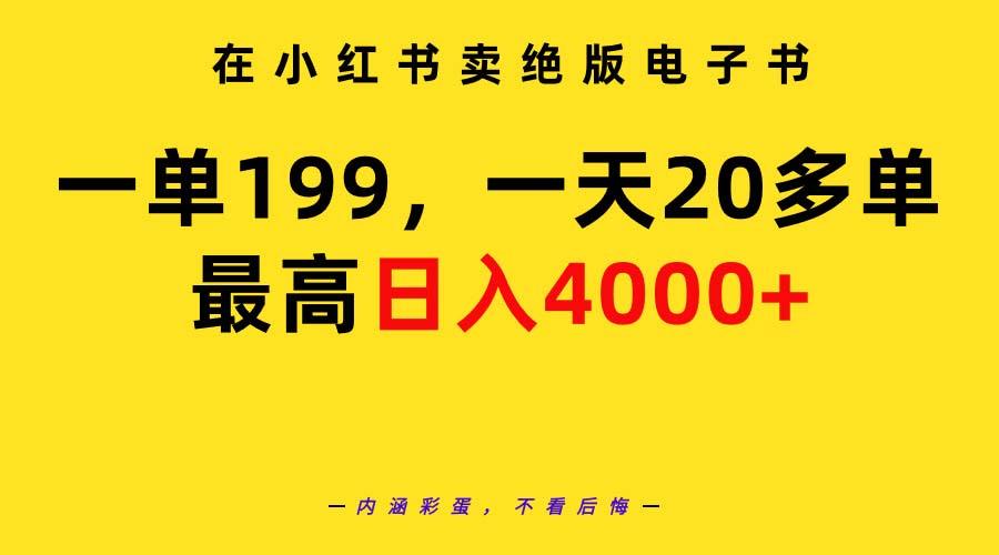 (9401期)在小红书卖绝版电子书，一单199 一天最多搞20多单，最高日入4000+教程+资料-91创业项目库