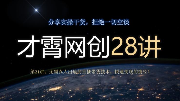 才霄网创28讲第21讲：无需真人出境的直播带货技术，快速变现的捷径！-91创业项目库
