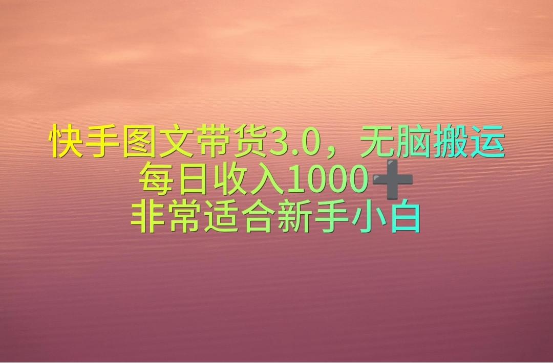 快手图文带货3.0，无脑搬运，每日收入1000＋，非常适合新手小白-91创业项目库