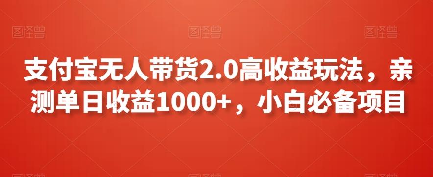 支付宝无人带货2.0高收益玩法，亲测单日收益1000+，小白必备项目【揭秘】-91创业项目库
