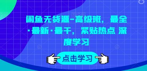 闲鱼无货源-高级班，最全·最新·最干，紧贴热点 深度学习-91创业项目库