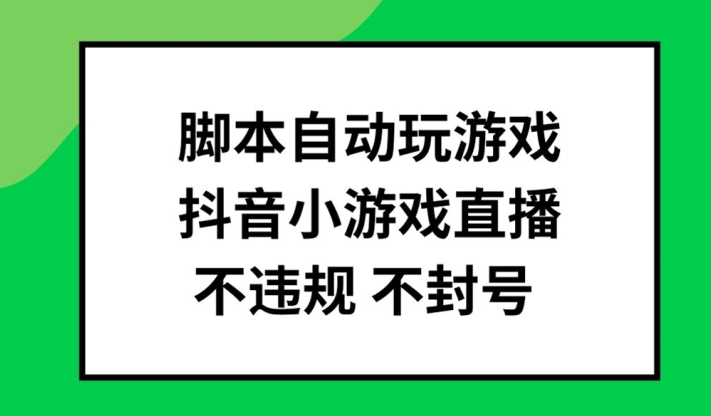脚本自动玩游戏，抖音小游戏直播，不违规不封号可批量做【揭秘】-91创业项目库
