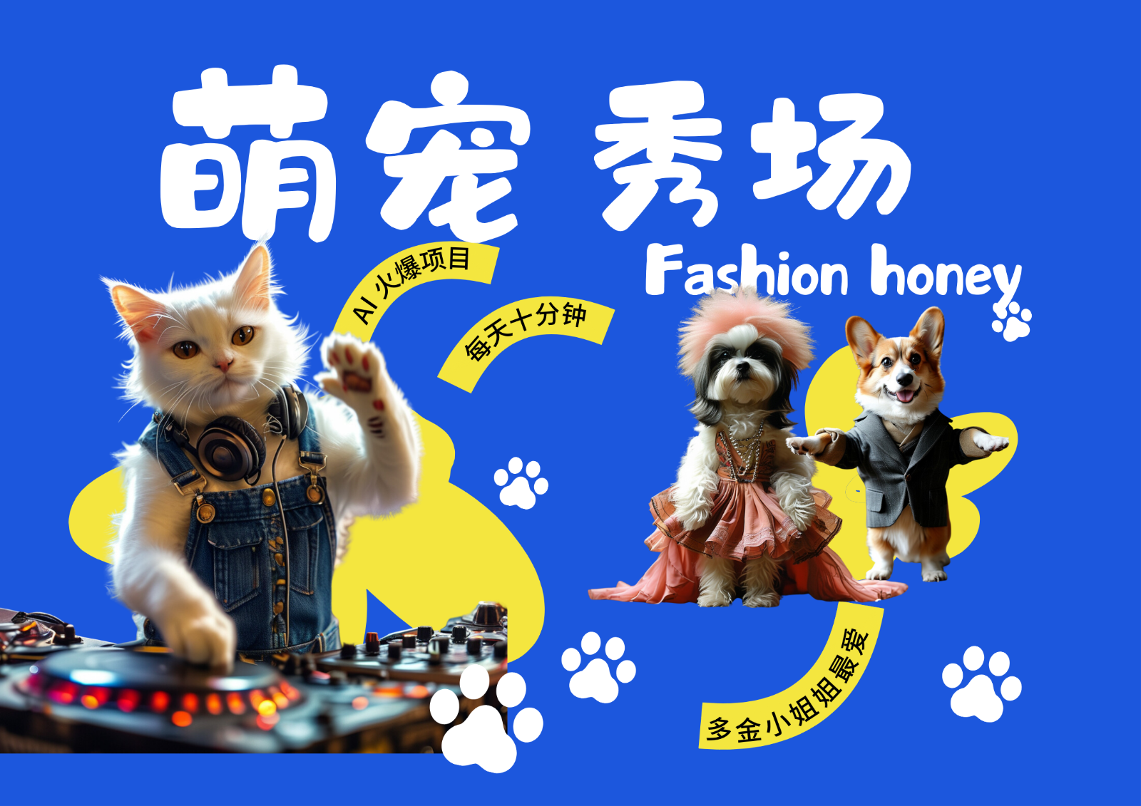 酷飒动物跳舞走秀 时尚喵FASHION汪 多金小姐姐最爱的 轻松月入破W-91创业项目库