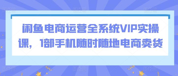 闲鱼电商运营全系统VIP实操课，1部手机随时随地电商卖货-91创业项目库