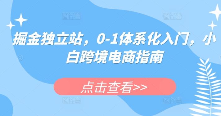 掘金独立站，0-1体系化入门，小白跨境电商指南-91创业项目库