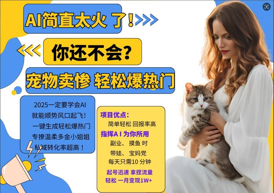 小红书AI宠物卖惨打工项目，一键生成轻松爆热门，专撩温柔多金小姐姐，私域转化率超高-91创业项目库