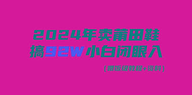 (9329期)2024年卖莆田鞋，搞了92W，小白闭眼操作！-91创业项目库