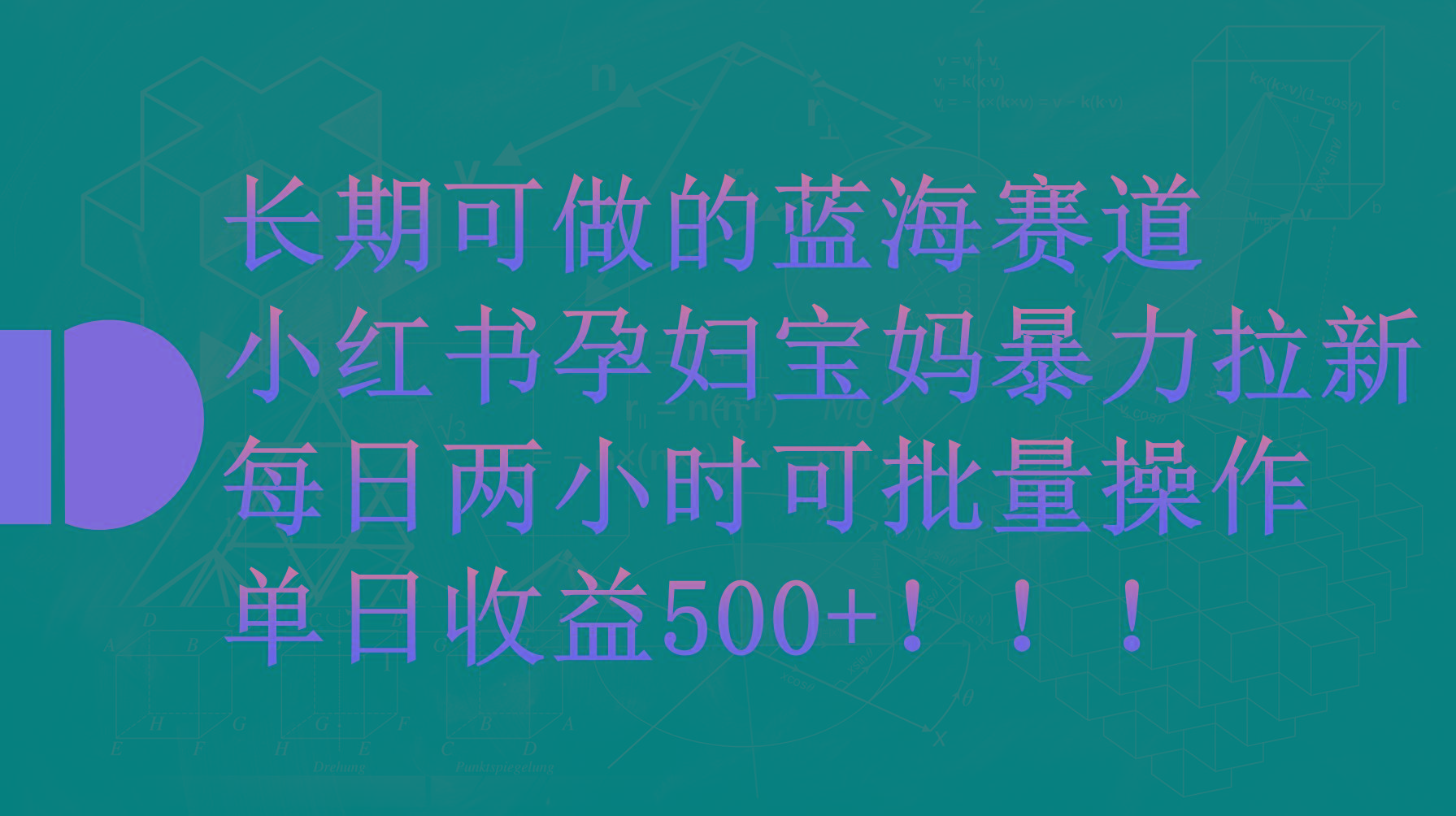 (9952期)小红书孕妇宝妈暴力拉新玩法，每日两小时，单日收益500+-91创业项目库