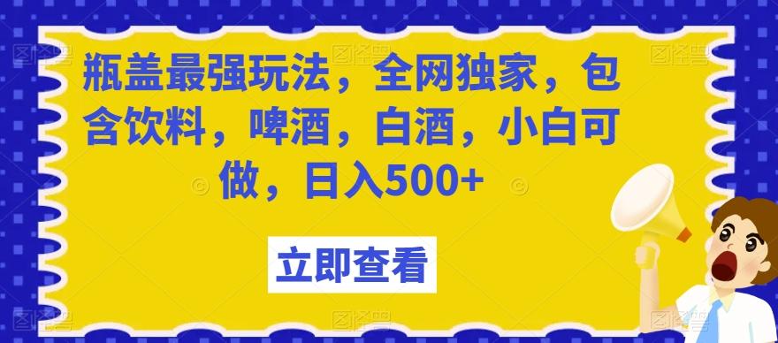 瓶盖最强玩法，全网独家，包含饮料，啤酒，白酒，小白可做，日入500+【揭秘】-91创业项目库