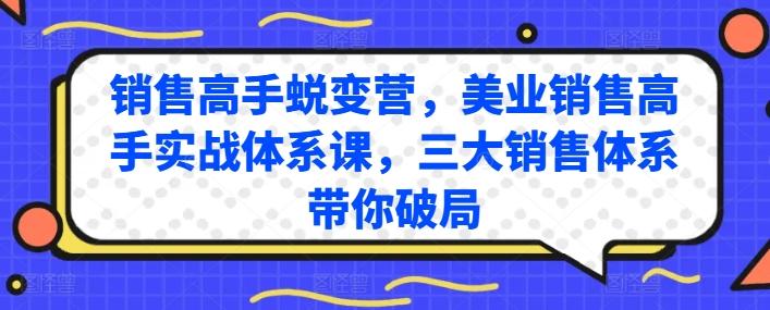 销售高手蜕变营,美业销售高手实战体系课,三大销售体系带你破局