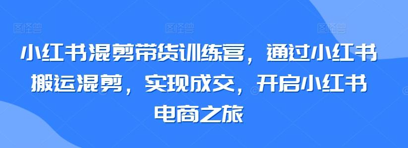 小红书混剪带货训练营，通过小红书搬运混剪，实现成交，开启小红书电商之旅-91创业项目库