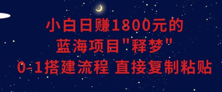小白能日赚1800元的蓝海项目”释梦”0-1搭建流程可直接复制粘贴长期做【揭秘】-91创业项目库