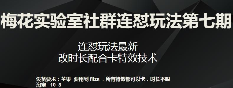 梅花实验室社群连怼玩法第七期，连怼玩法最新，改时长配合卡特效技术-91创业项目库