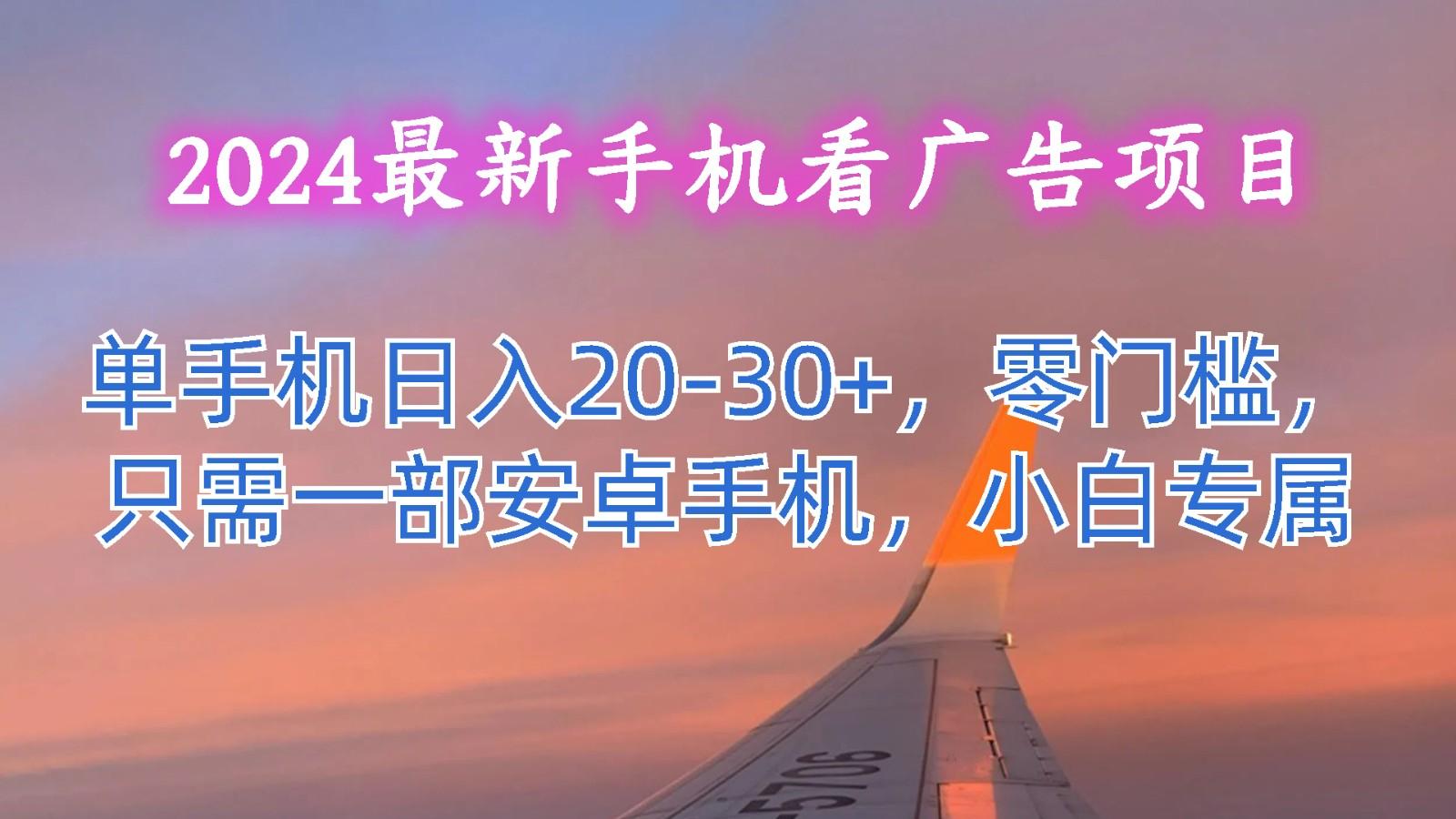 2024最新手机看广告项目，单手机日入20-30+，零门槛，只需一部安卓手机，小白专属-91创业项目库