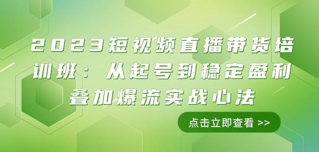 2023短视频直播带货培训班：从起号到稳定盈利叠加爆流实战心法（11节课）-91创业项目库