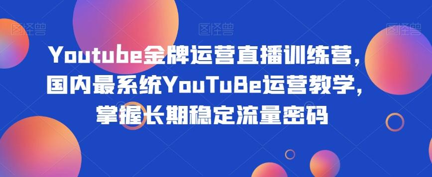 Youtube金牌运营直播训练营，国内最系统YouTuBe运营教学，掌握长期稳定流量密码-91创业项目库