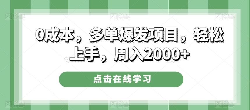 0成本，多单爆发项目，轻松上手，周入2000+-91创业项目库