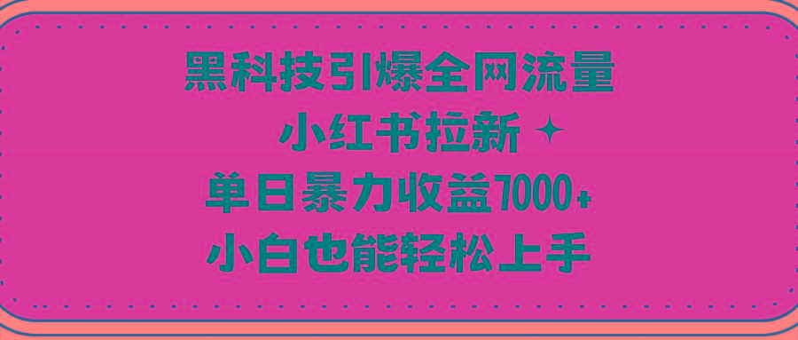 (9679期)黑科技引爆全网流量小红书拉新，单日暴力收益7000+，小白也能轻松上手-91创业项目库