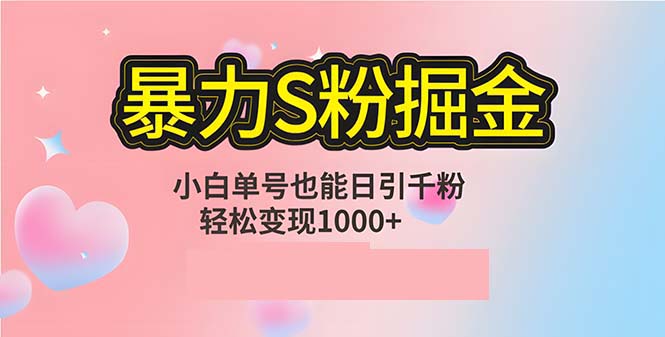 单人单机日引千粉，变现1000+，S粉流量掘金计划攻略-91创业项目库