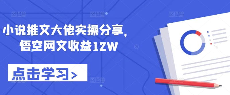 小说推文大佬实操分享，悟空网文收益12W-91创业项目库