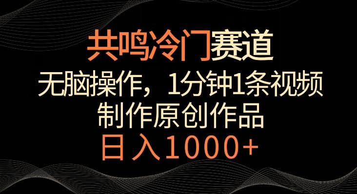 共鸣冷门赛道，无脑操作，一分钟一条视频，日入1000+【揭秘】-91创业项目库