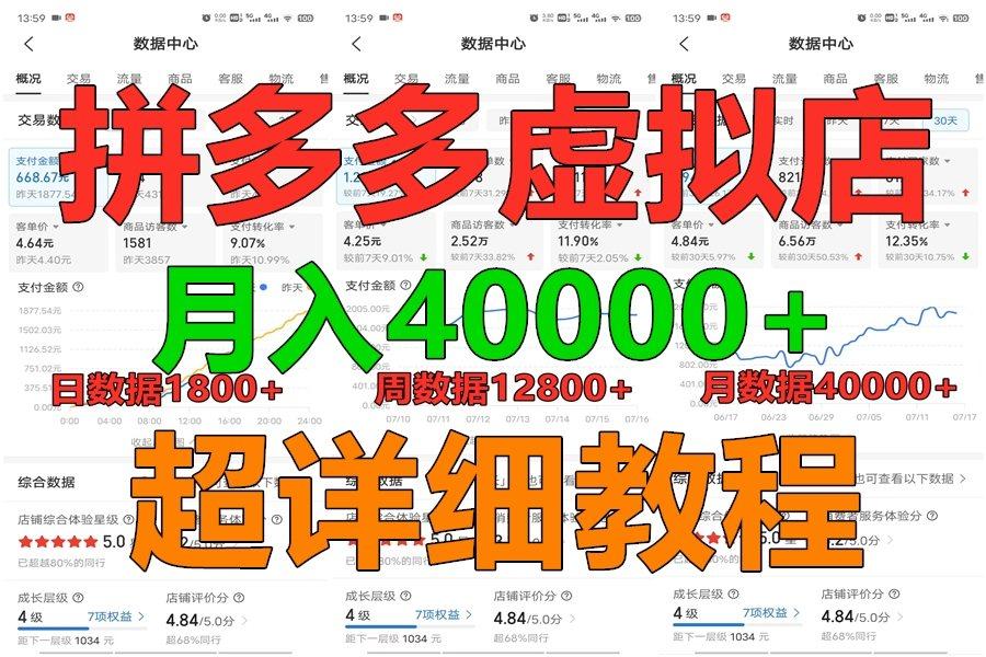 拼多多虚拟电商训练营月入40000+，全网最详细，你做你也行，暴利稳定长久-91创业项目库
