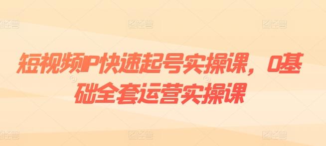 短视频IP快速起号实操课，0基础全套运营实操课，爆款内容设计+粉丝运营+内容变现-91创业项目库