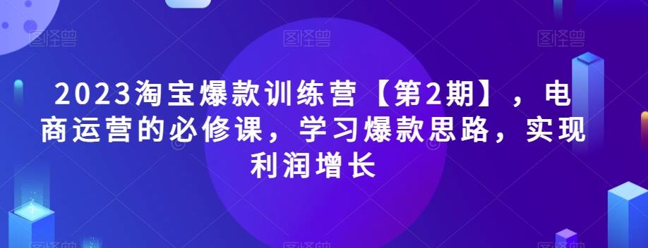 2023淘宝爆款训练营【第2期】，电商运营的必修课，学习爆款思路，实现利润增长-91创业项目库