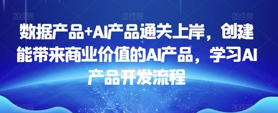 数据产品+AI产品通关上岸，创建能带来商业价值的AI产品，学习AI产品开发流程-91创业项目库