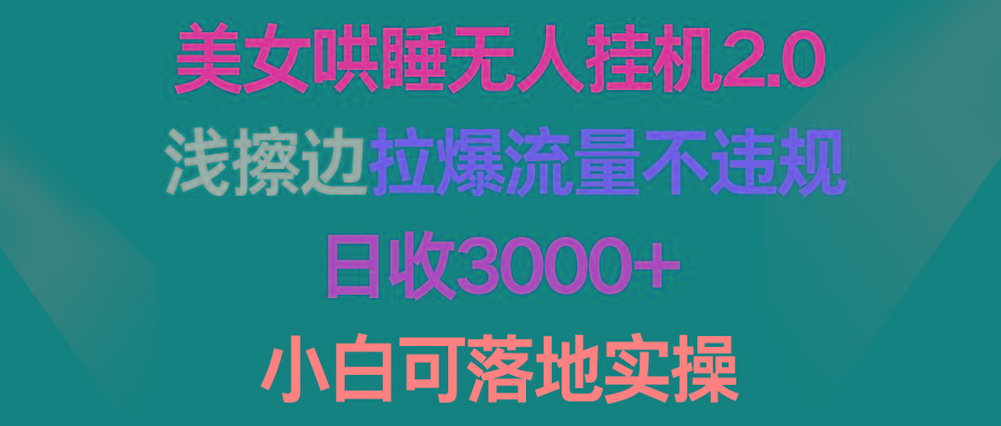 (9905期)美女哄睡无人挂机2.0，浅擦边拉爆流量不违规，日收3000+，小白可落地实操-91创业项目库