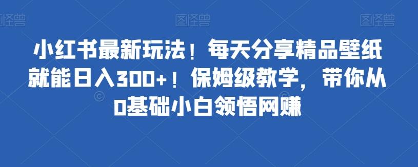 小红书最新玩法！每天分享精品壁纸就能日入300+！保姆级教学，带你从0基础小白领悟网赚-91创业项目库